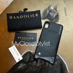 BANDOLIER Black Genuine Leather iPhone XS MAX Crossbody Purse CASE NEW! nwt RARE